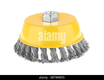 Rotating metal brush, isolated on white background Stock Photo