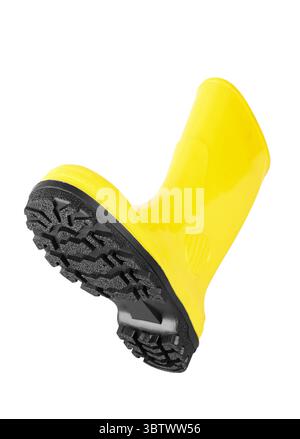 Yellow rubber boots isolated on white background Stock Photo