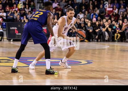November 29, 2019, Barcelona, Barcelona, Spain: Janis Strelnieks of CSKA Moscow, during the Turkish Airlines EuroLeague match between  FC Barcelona  and CSKA Moscow at Palau Blaugrana on November 29, 2019 in Barcelona, Spain. (Credit Image: © AFP7 via ZUMA Wire) Stock Photo