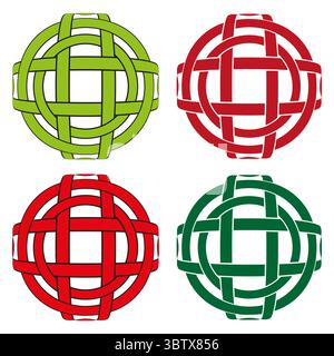 Interwoven globe elements. Spherical knot patterns. Abstract Vector shapes. Global connection graphics. Stock Vector