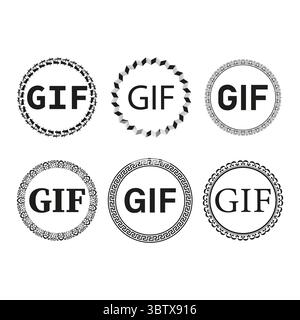 GIF format icon. Media file symbol. Animation video Vector. Digital multimedia emblem Stock Vector