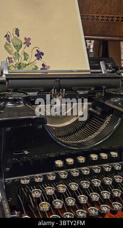 Ancient typewriter, manual old typewriter in Brown and Black. High quality photo Stock Photo