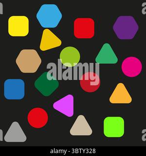 Geometric shape collection. Abstract colorful figures. Rounded form pattern. Vector mosaic element. Stock Vector