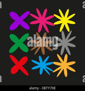 Abstract star shapes. Colorful graphic elements. Geometric Vector set. Organic splash forms Stock Vector