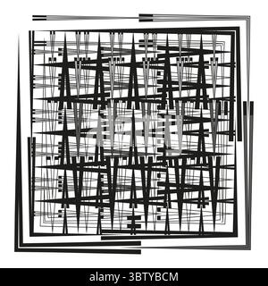 Abstract line grid. Chaotic stripe pattern. Textured frame element. Vector modern design. Stock Vector