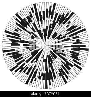 Radial burst Vector. Exploding pixel pattern. Abstract dynamic graphic. Black white chaos. Stock Vector