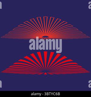 Radial fan patterns. Geometric segment Vector. Abstract wave design. Bold color illustration. Stock Vector