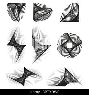 Abstract geometric shapes. Dynamic line patterns. Modern Vector elements. Optical illusion graphic. Stock Vector
