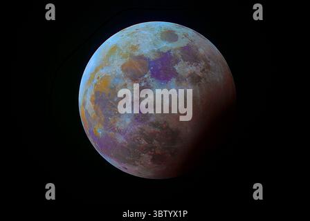 Partial lunar eclipse of 28 October 2023. Stock Photo