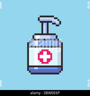 Pixel art Hand Sanitizer Bottle game asset design Stock Vector