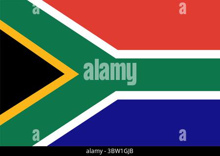 Vector illustration of the South African flag with vibrant colors and geometric design, ideal for educational and commercial use Stock Vector