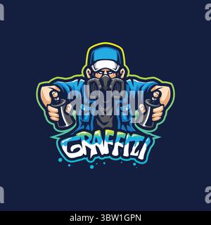 Graffiti mascot logo design with modern illustration concept style for badge, emblem and t shirt printing. Graffiti action illustration. Stock Vector