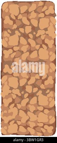 Rectangular granola nut bar in flat vector style with textured surface, warm brown color palette, and simple overhead composition for food design Stock Vector