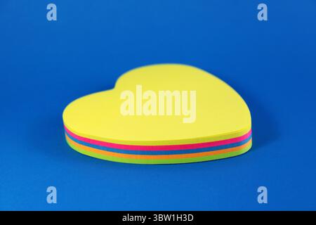 Paper heart sticky notes of different colors Stock Photo