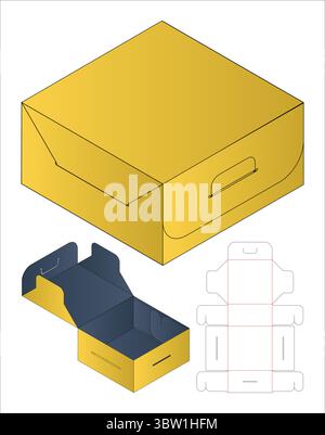 Packaging Box Template Dieline – Flat Layout & Foldable Assembly Design Stock Vector