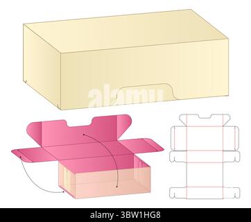 Box Dieline Vector Template Foldable Packaging Dieline layout Stock Vector