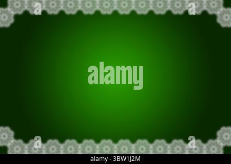 Flat design featuring decorative green gradient backdrop framing white lace floral borders Stock Photo