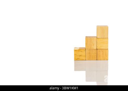Wooden Cubes Arranged as Ascending Growth Steps Stock Photo