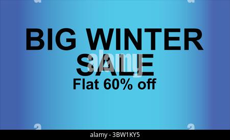 Flat 60% off winter sale banner with colorful background. Editable vector design for seasonal discount posters, social media ads, and promotional. Stock Vector