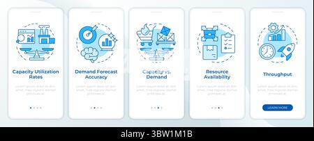Capacity management metrics blue onboarding mobile app screen Stock Vector