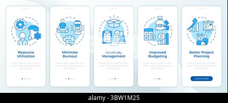 Benefits of capacity management blue onboarding mobile app screen Stock Vector