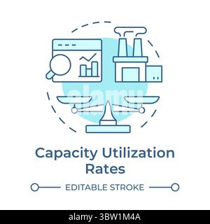 Capacity utilization rates soft blue concept icon Stock Vector