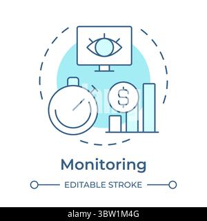 Monitoring soft blue concept icon Stock Vector