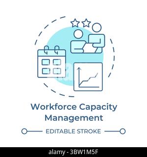 Workforce capacity management soft blue concept icon Stock Vector
