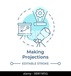 Making projections soft blue concept icon Stock Vector