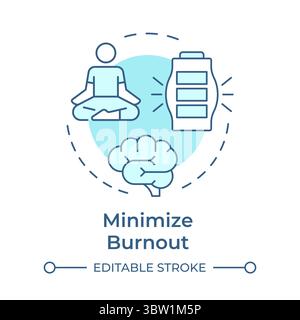 Minimize burnout soft blue concept icon Stock Vector