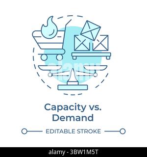 Capacity vs demand soft blue concept icon Stock Vector
