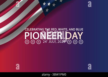 Patriotic Flag Wave Design for Pioneer Day Celebration Stock Vector