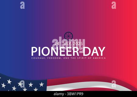 Happy Pioneer Day Background with Star on Gradient Stock Vector
