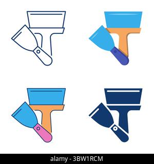 Putty knife flat and line icon set. House repair and construction, hand tool. Vector illustration Stock Vector
