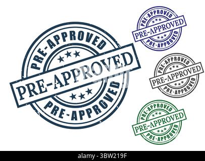 A Pre-Approved Grunge Rubber Stamp Collection, Official Approval Vector Set Stock Vector