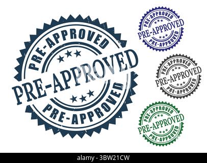 A Pre-Approved Label Pack, Grunge Rubber Approved Document Stamp Vectors Stock Vector