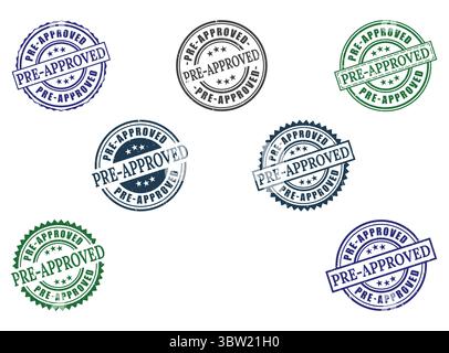 A Diverse Pre-Approved Grunge Rubber Stamp Collection, Official Approval Vector Set Stock Vector
