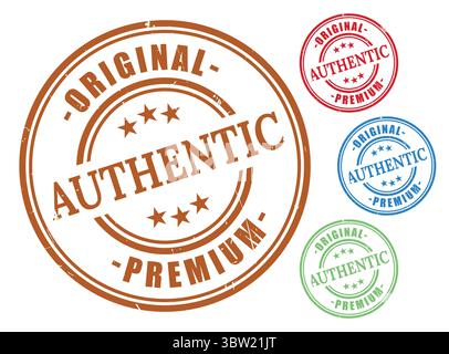 A Authentic Original Premium Badge Collection, Grunge Rubber Guaranteed Product Stamps Stock Vector