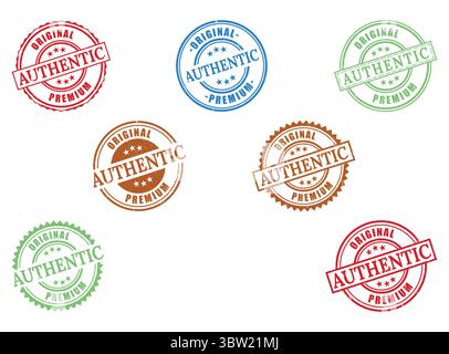 A Authentic Original Premium Rubber Stamp Collection, Varied Design Quality Seal Vector Set Stock Vector