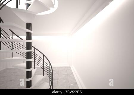 Digitally generated room with winding staircase Stock Photo