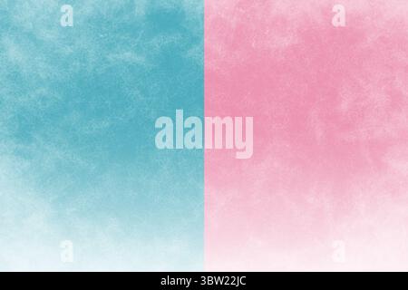 Flat design is featuring split turquoise-blue and pastel pink gradients with scratch textures Stock Photo
