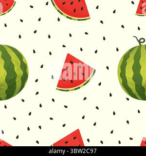 bright summer seamless pattern with watermelon for fabric, background, wallpaper and cards Stock Vector