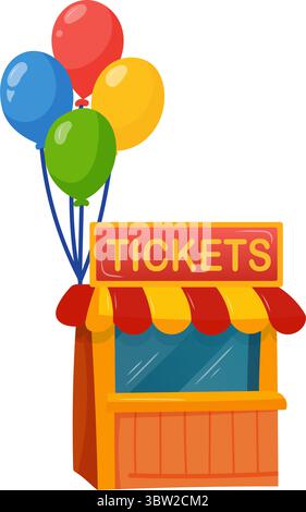 ticket booth in amusement park and retro style circus Stock Vector