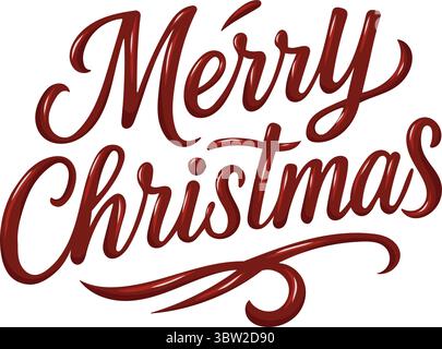 Elegant red brush script  Merry Christmas hand lettering Stock Vector