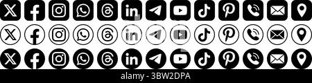 Vector set of popular social media & contact icons Stock Vector