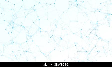 Light blue abstract network of connected dots particles and lines forming a web-like structure. Modern, tech-inspired background ideal for presentatio Stock Photo