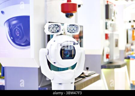 CCTV cameras with human recognition system on exhibition Stock Photo