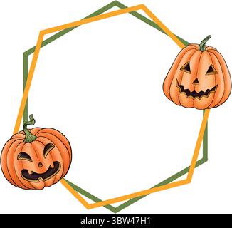 Digital set of halloween pumpkins. Autumn celebration decor Stock Vector