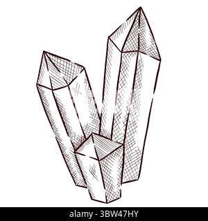 Gemstones and flowers vector illustrations set Stock Vector