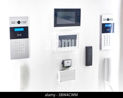 Devices for IP intercom on exhibition Stock Photo
